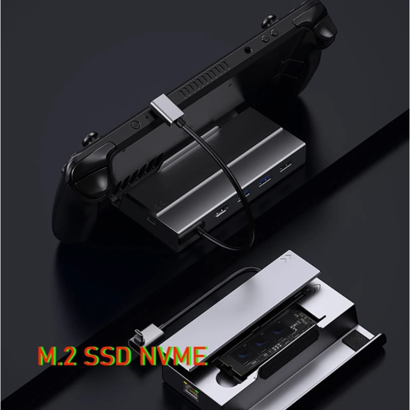 Зарядна док-станція 7 в 1 Sata Nvme з портом SSD M.2 HDMI 2.0 4k 60 гц для Steam Deck Сірий Зарядна док-станція 7 в 1 Sata Nvme з портом SSD M.2 HDMI 2.0 4k 60 гц для Steam Deck Сірий