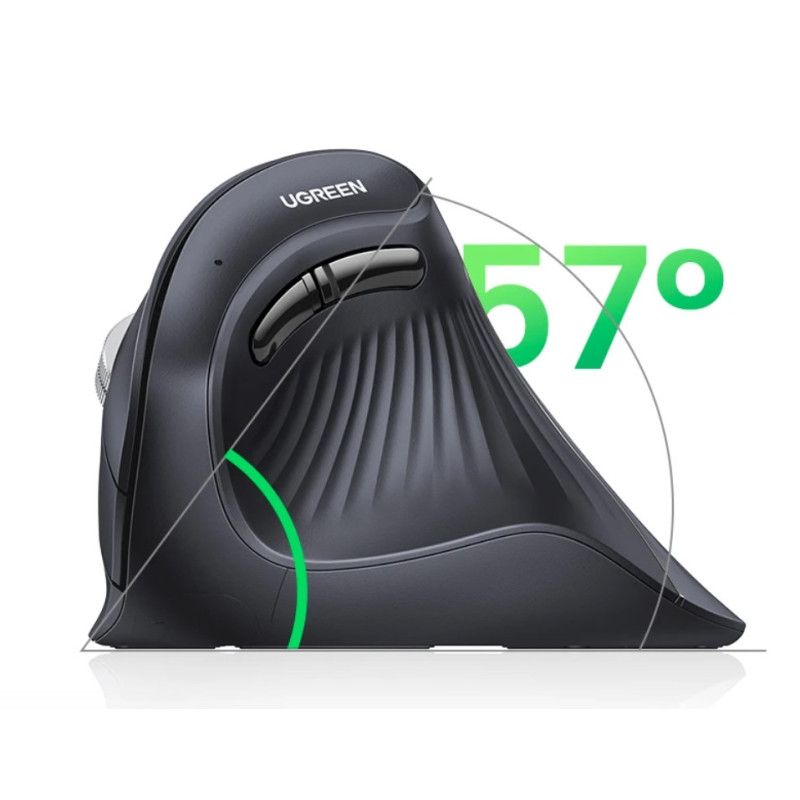 Бездротова вертикальна безшумна ергономічна мишка UGREEN 2,4G, 4000 DPI, 6 клавіш для ПК, MacBook, Чорний Бездротова вертикальна безшумна ергономічна мишка UGREEN 2,4G, 4000 DPI, 6 клавіш для ПК, MacBook, Чорний