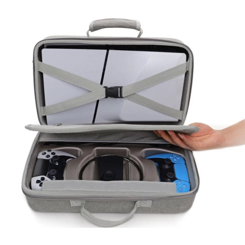 Захисний Travel кейс сумка DOBE для Sony PlayStation 5 Slim, PS5 Slim, PS VR2, PS VR Сірий Захисний Travel кейс сумка DOBE для Sony PlayStation 5 Slim, PS5 Slim, PS VR2, PS VR Сірий