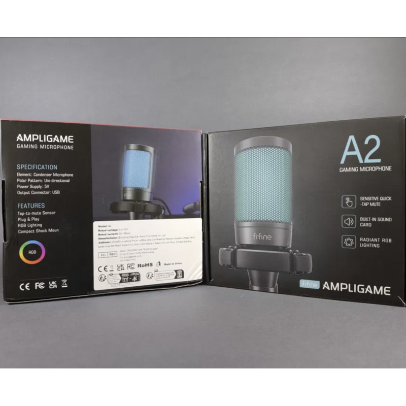 Игровой конденсаторный микрофон FIFINE Ampligame A2 с RGB со штативом для стрима, трансляций, ПК, PS4/5, Mac Игровой конденсаторный микрофон FIFINE Ampligame A2 с RGB со штативом для стрима, трансляций, ПК, PS4/5, Mac