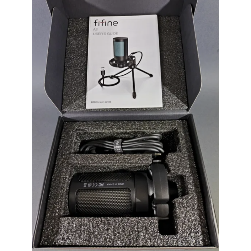 Игровой конденсаторный микрофон FIFINE Ampligame A2 с RGB со штативом для стрима, трансляций, ПК, PS4/5, Mac Игровой конденсаторный микрофон FIFINE Ampligame A2 с RGB со штативом для стрима, трансляций, ПК, PS4/5, Mac