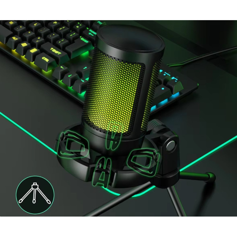 Игровой конденсаторный микрофон FIFINE Ampligame A2 с RGB со штативом для стрима, трансляций, ПК, PS4/5, Mac Игровой конденсаторный микрофон FIFINE Ampligame A2 с RGB со штативом для стрима, трансляций, ПК, PS4/5, Mac