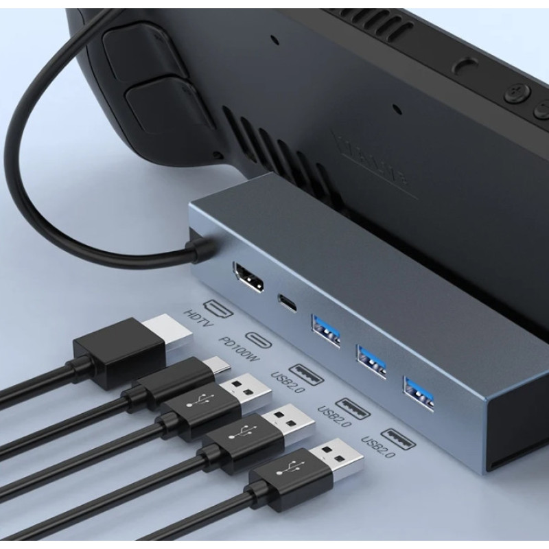Зарядна док-станція 5 в 1 4K60Hz Type-C 4K HDMI 100W для Steam Deck Asus Rog Ally Lenovo Legion Go MSI Claw Зарядна док-станція 5 в 1 4K60Hz Type-C 4K HDMI 100W для Steam Deck Asus Rog Ally Lenovo Legion Go MSI Claw