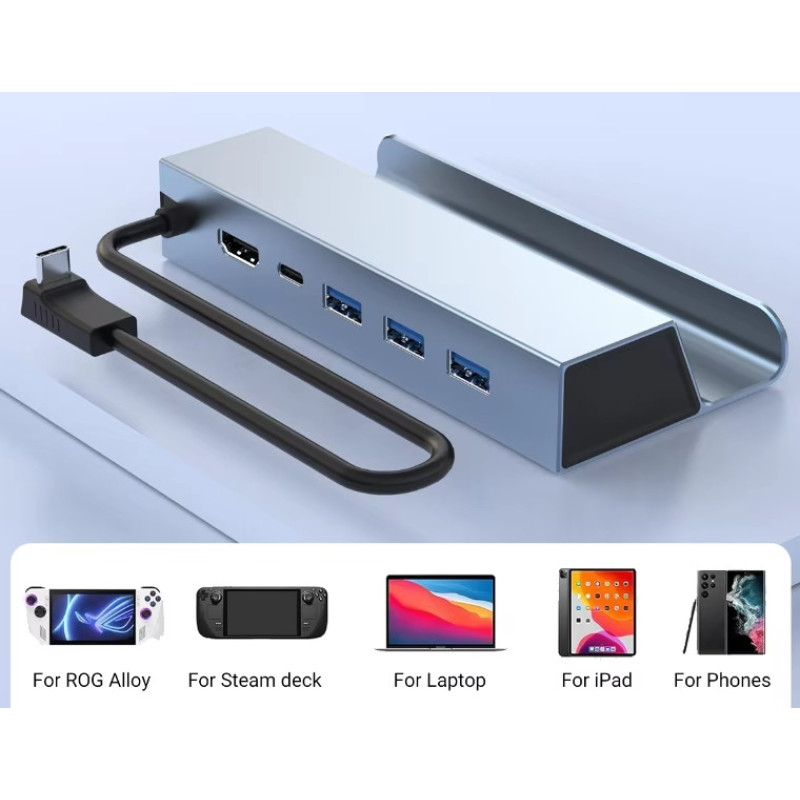 Зарядна док-станція 5 в 1 4K60Hz Type-C 4K HDMI 100W для Steam Deck Asus Rog Ally Lenovo Legion Go MSI Claw Зарядна док-станція 5 в 1 4K60Hz Type-C 4K HDMI 100W для Steam Deck Asus Rog Ally Lenovo Legion Go MSI Claw