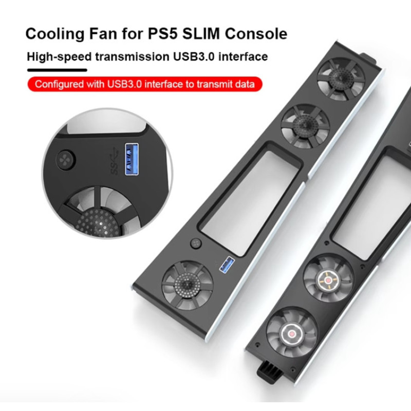 Охолоджувальний вентилятор TOPWOLF для консолі PS5 Slim PS5 Pro, док-станція з 3 вентиляторами портом USB Охолоджувальний вентилятор TOPWOLF для консолі PS5 Slim PS5 Pro, док-станція з 3 вентиляторами портом USB