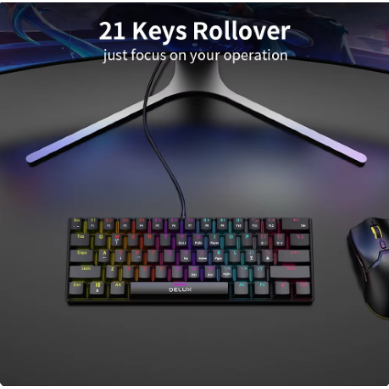 Ігрова механічна клавіатура з підсвічуванням для пк, mac OS, RGB кольорова клавіатура Delux KM36 Black Ігрова механічна клавіатура з підсвічуванням для пк, mac OS, RGB кольорова клавіатура Delux KM36 Black
