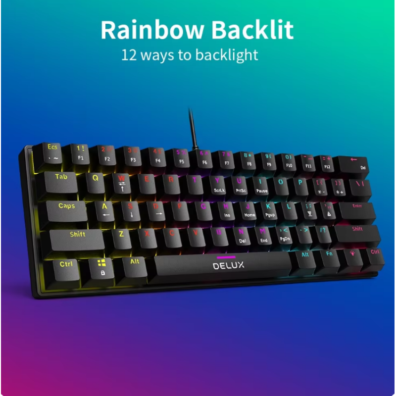 Ігрова механічна клавіатура з підсвічуванням для ПК, mac OS, RGB різнокольорова клавіатура Delux KM36 Ігрова механічна клавіатура з підсвічуванням для ПК, mac OS, RGB різнокольорова клавіатура Delux KM36