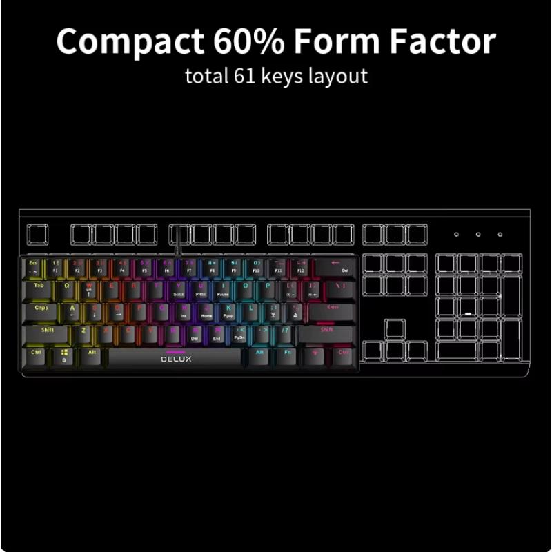 Ігрова механічна клавіатура з підсвічуванням для ПК, mac OS, RGB різнокольорова клавіатура Delux KM36 Ігрова механічна клавіатура з підсвічуванням для ПК, mac OS, RGB різнокольорова клавіатура Delux KM36