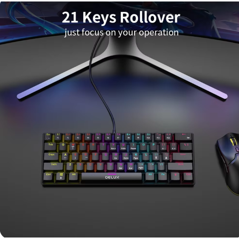 Ігрова механічна клавіатура з підсвічуванням для ПК, mac OS, RGB різнокольорова клавіатура Delux KM36 Ігрова механічна клавіатура з підсвічуванням для ПК, mac OS, RGB різнокольорова клавіатура Delux KM36