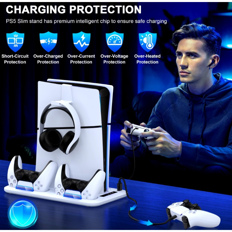 Мультифункціональна охолоджувальна док-станція BEBONCOOL S4000 для Sony PlayStation 5 Slim PS5 PRO Білий Мультифункціональна охолоджувальна док-станція BEBONCOOL S4000 для Sony PlayStation 5 Slim PS5 PRO Білий