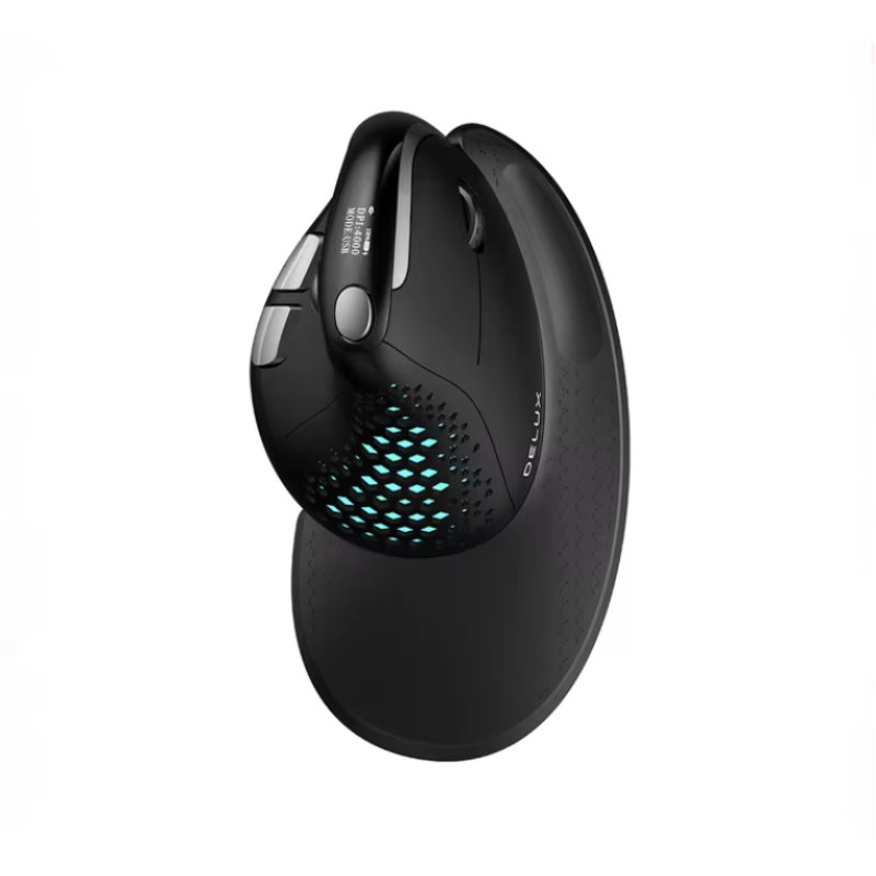 Вертикальна Bluetooth миша Delux M618XSD Seeker 4000DPI OLED, мишка бездротова RGB з акумулятором Вертикальна Bluetooth миша Delux M618XSD Seeker 4000DPI OLED, мишка бездротова RGB з акумулятором