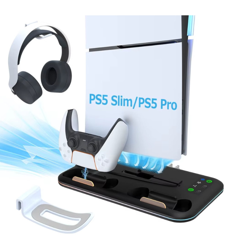 Зарядна вертикальна док-станція IPLAY для PlayStation 5 Slim, охолоджувальна док-станція для PS5 PRO Чорний