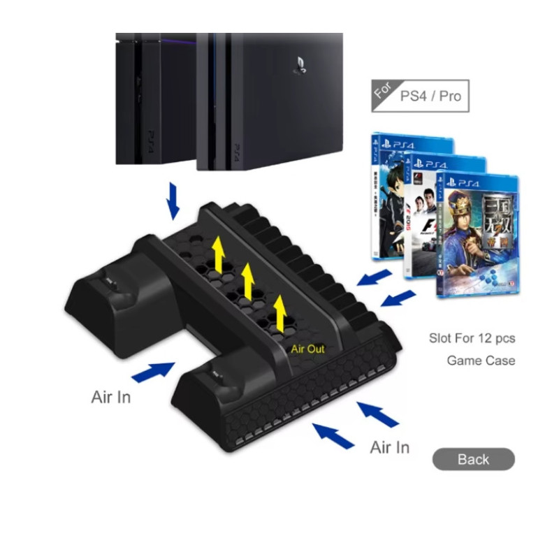Зарядна док-станція DOBE TP4-882 з охолодженням для PlayStation 4/SLIM/PRO, док-станція для геймпадів PS4 Зарядна док-станція DOBE TP4-882 з охолодженням для PlayStation 4/SLIM/PRO, док-станція для геймпадів PS4