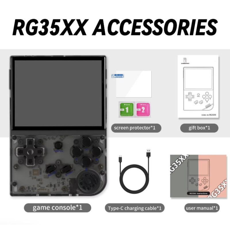 Портативна ретроприставка з IPS Anbernic RGB Linux 5000 ігор Black + скло Портативна ретроприставка з IPS Anbernic RGB Linux 5000 ігор Black + скло