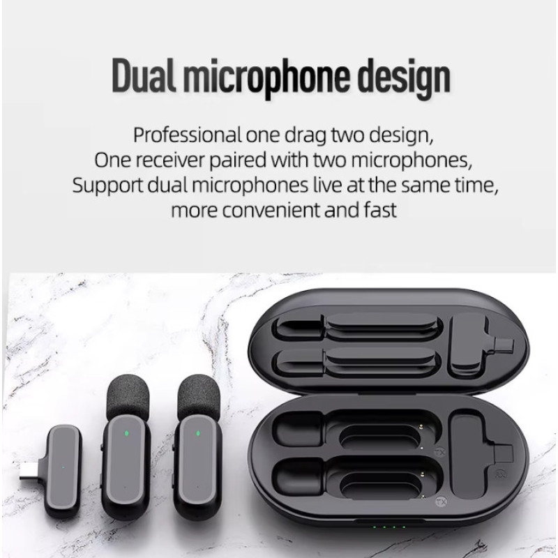 Петличний подвійний мікрофон Xiaomi Mijia Type-C, бездротовий мікрофон для Android IPhone Black Петличний подвійний мікрофон Xiaomi Mijia Type-C, бездротовий мікрофон для Android IPhone Black