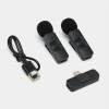 Петличний подвійний мікрофон BOYA BY-V20 2.4G Type-C, бездротовий мікрофон для смартфонів Android Iphone Чорний Петличний подвійний мікрофон BOYA BY-V20 2.4G Type-C, бездротовий мікрофон для смартфонів Android Iphone Чорний