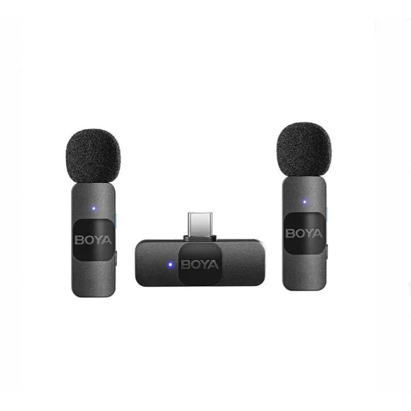Петличний подвійний мікрофон BOYA BY-V20 2.4G Type-C, бездротовий мікрофон для смартфонів Android Iphone Чорний Петличний подвійний мікрофон BOYA BY-V20 2.4G Type-C, бездротовий мікрофон для смартфонів Android Iphone Чорний