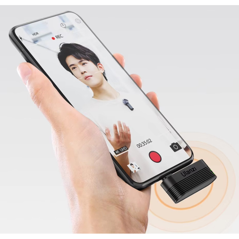Подвійний мікрофон Ulanzi A100 Type-C + перехідник Lighting, бездротовий мікрофон для Android IPhone Подвійний мікрофон Ulanzi A100 Type-C + перехідник Lighting, бездротовий мікрофон для Android IPhone