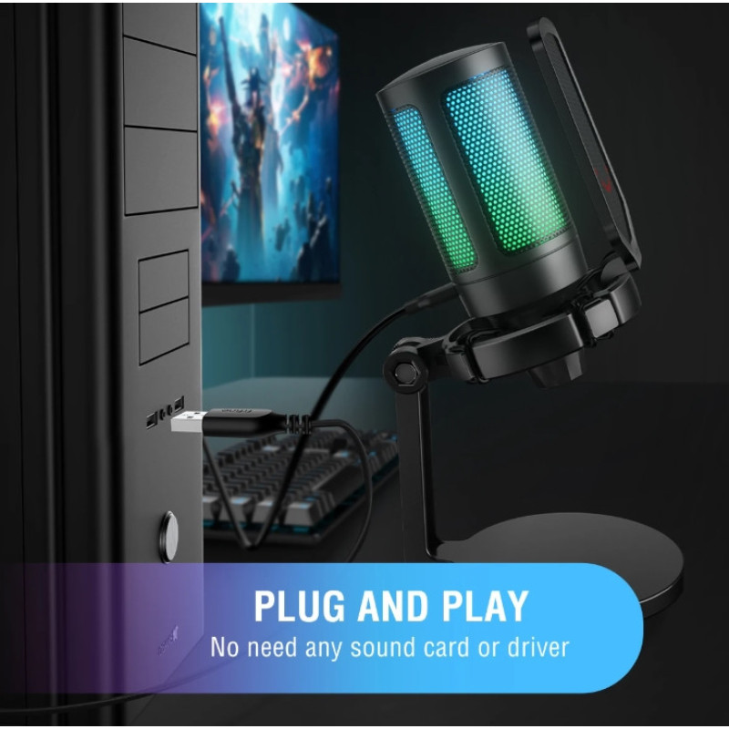 Ігровий USB-мікрофон FIFINE A6 NEO, конденсаторний мікрофон з RGB для ноутбука ПК PS5 PS4 AmpliGame Ігровий USB-мікрофон FIFINE A6 NEO, конденсаторний мікрофон з RGB для ноутбука ПК PS5 PS4 AmpliGame