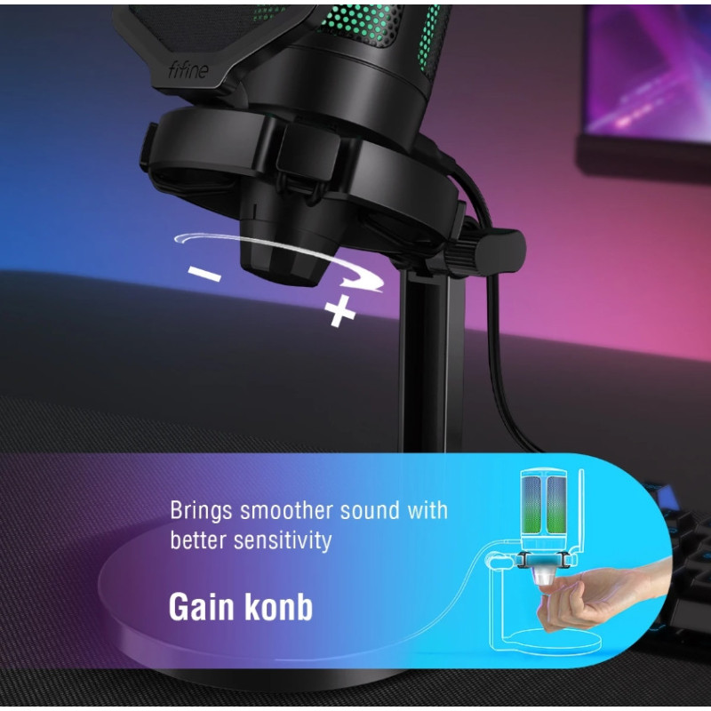 Ігровий USB-мікрофон FIFINE A6 NEO, конденсаторний мікрофон з RGB для ноутбука ПК PS5 PS4 AmpliGame Ігровий USB-мікрофон FIFINE A6 NEO, конденсаторний мікрофон з RGB для ноутбука ПК PS5 PS4 AmpliGame