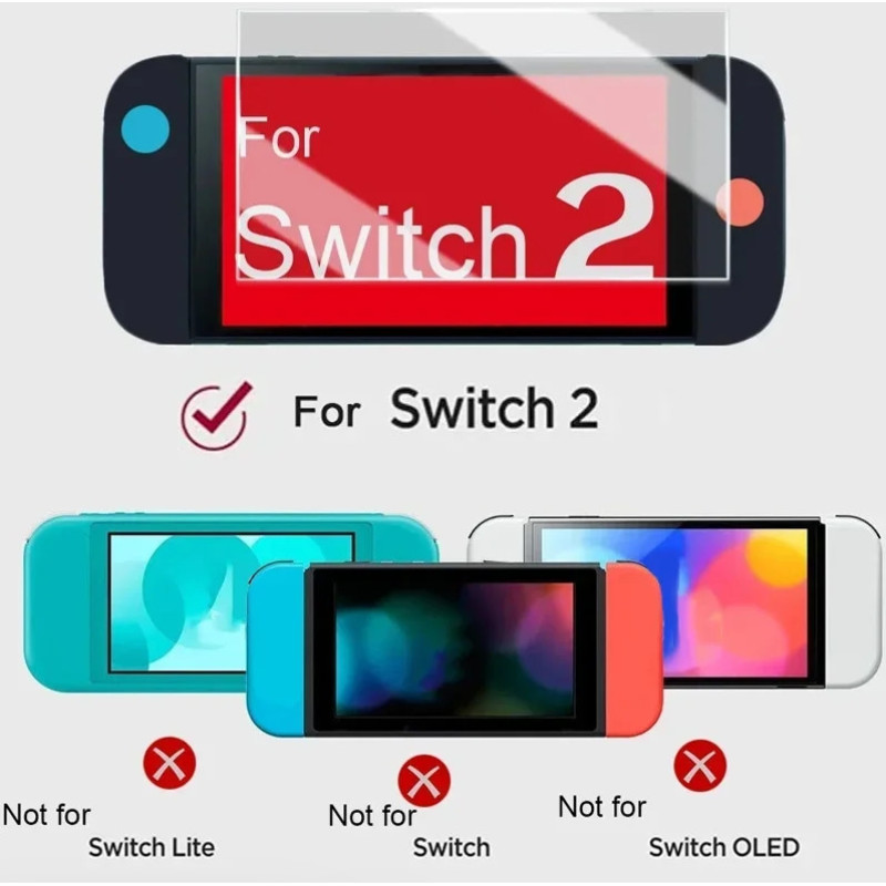 Захисне скло зі встановленням рамкою для екрана Nintendo Switch 2, загартоване прозоре скло для NS2 Захисне скло зі встановленням рамкою для екрана Nintendo Switch 2, загартоване прозоре скло для NS2