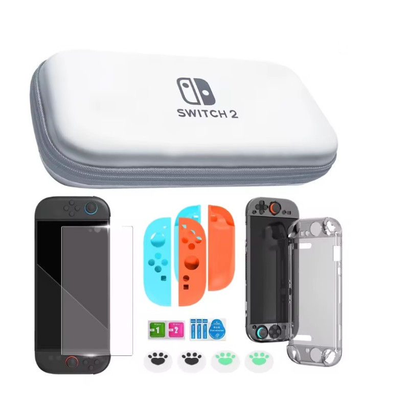 Захисний комплект для консолі Nintendo Switch 2 Кейс, накладки на Joy-Con, 4 накладки на стики, плівка, чохол