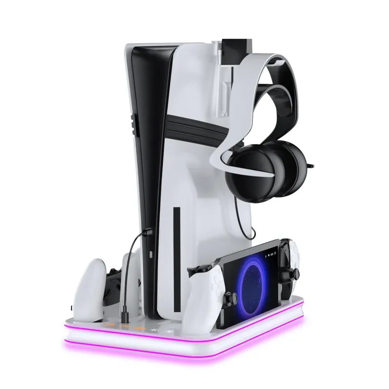 Вертикальна док-станція JYS-P5225-V3 з охолодженням RGB для PlayStation 5, PS5 Slim, PS5 Pro, PS Portal Вертикальна док-станція JYS-P5225-V3 з охолодженням RGB для PlayStation 5, PS5 Slim, PS5 Pro, PS Portal