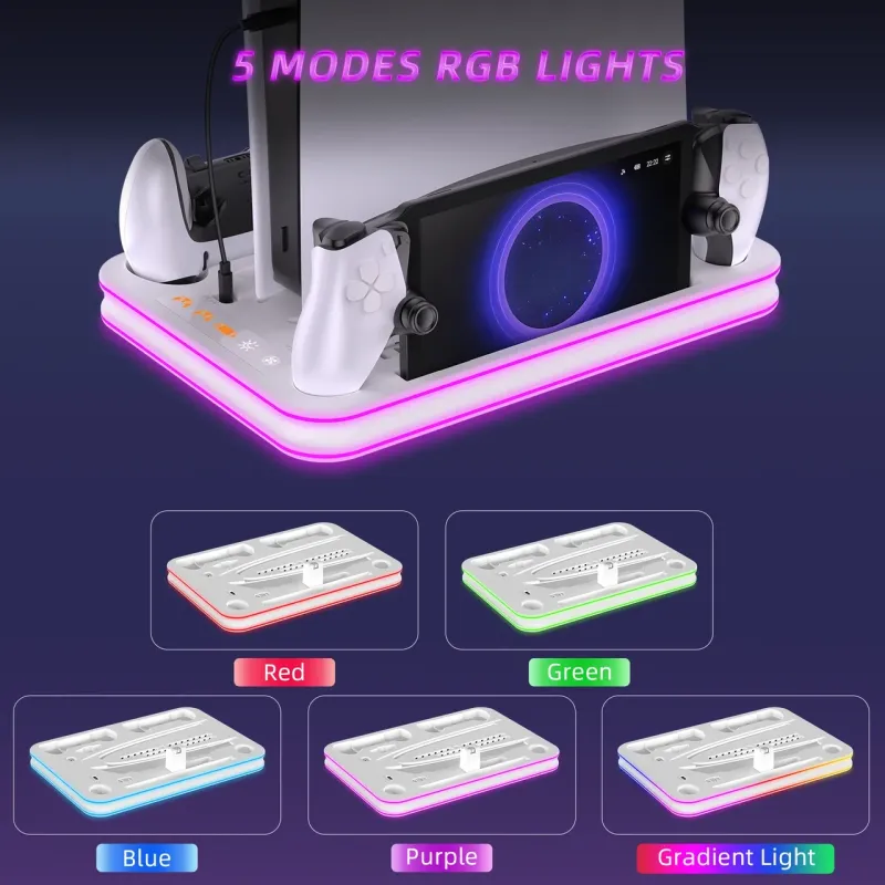 Вертикальна док-станція JYS-P5225-V3 з охолодженням RGB для PlayStation 5, PS5 Slim, PS5 Pro, PS Portal Вертикальна док-станція JYS-P5225-V3 з охолодженням RGB для PlayStation 5, PS5 Slim, PS5 Pro, PS Portal